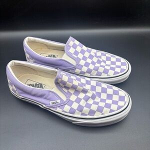 Vans White and Purple slip-on trainers, Unisex Mens Size 8, Women’s 9.5